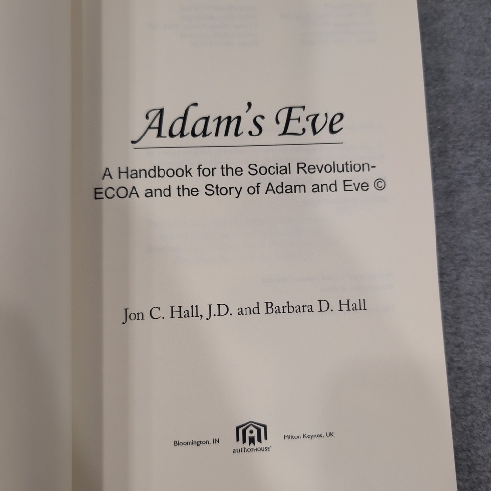 Adam's Eve A Handbook for the Social Revolution ECOA Jon & Barbara D Hall Signed - Picture 2 of 5